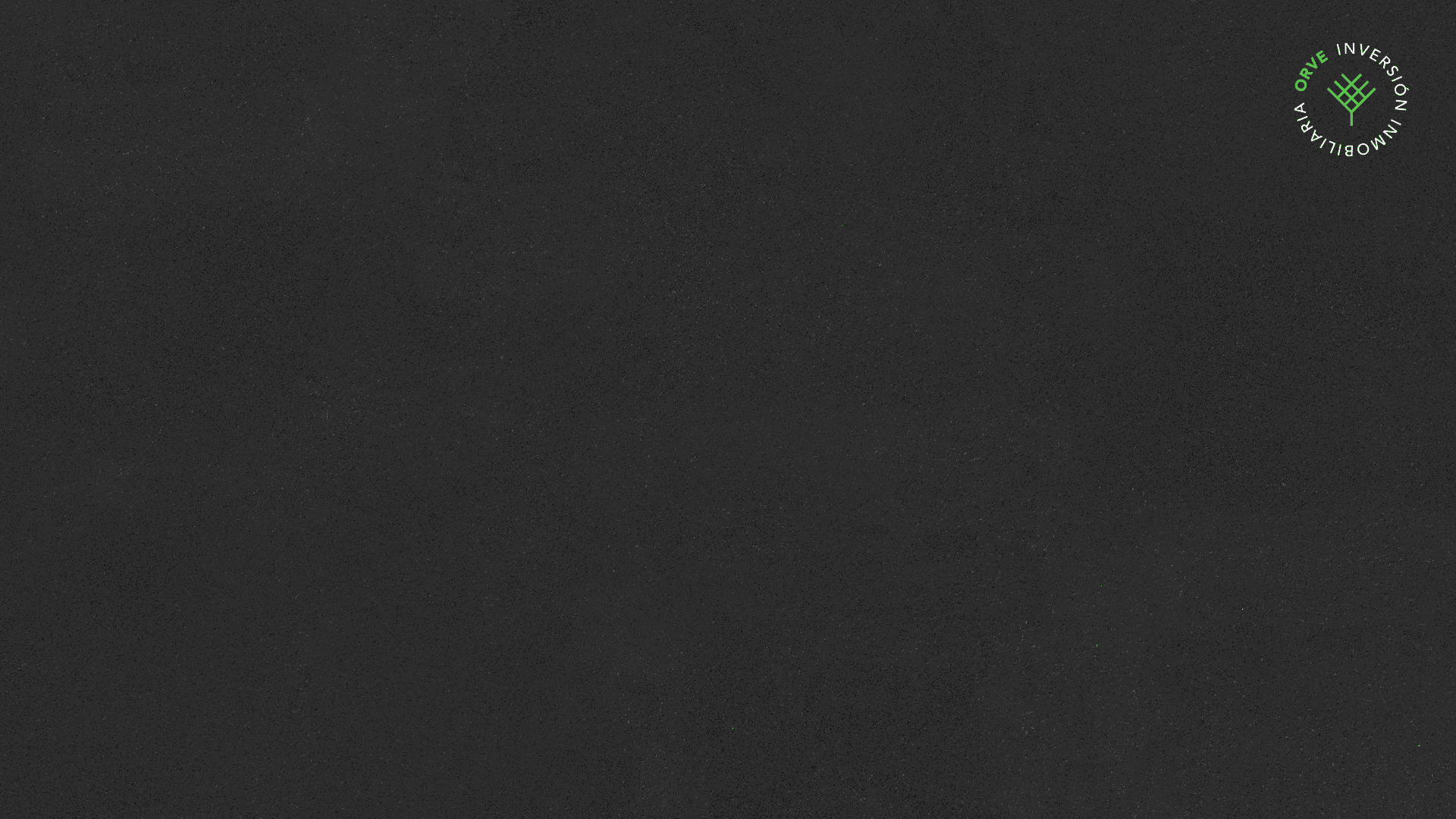 Fondo obscuro de Grupo Orve con el logo circular en la parte superior derecho